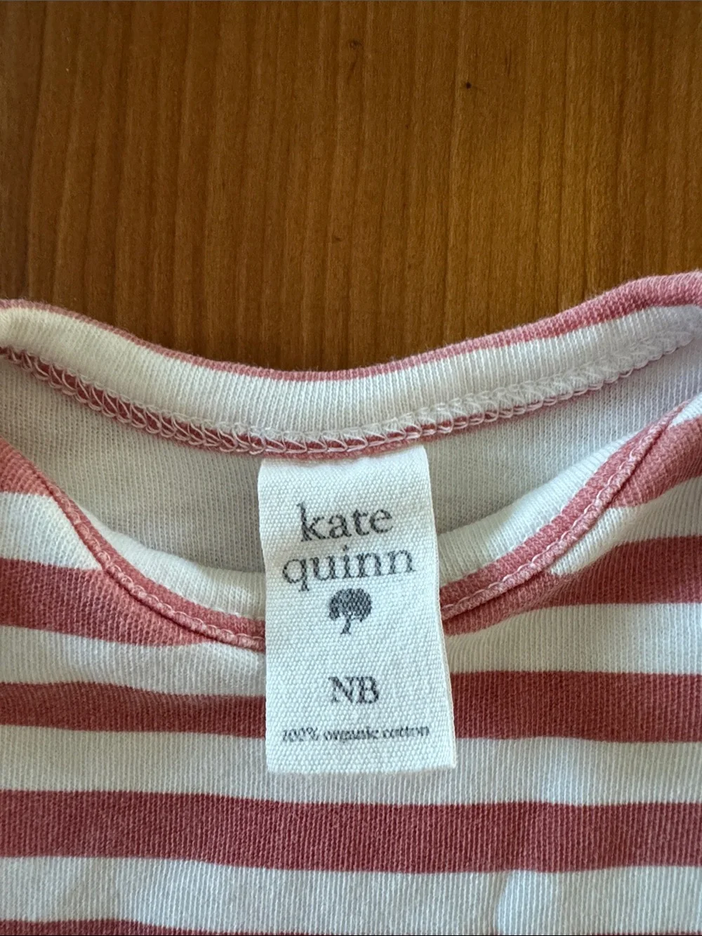 kate quinn Pink and White Striped Newborn Bodysuit with Envelope Neck